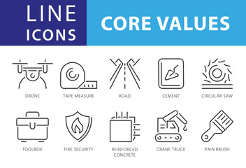 Line Icons Business People, Result, Search, Saving, Workgroup, Drone, Toolbox, Tape, Measure