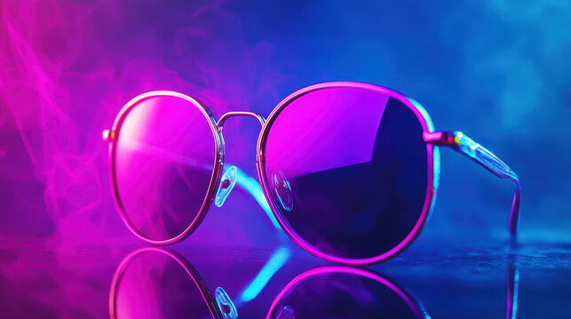 A retro 80s-inspired gradient with neon text overlays for a pop-fashion vibe.