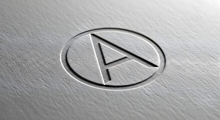 Modern letter A logo mockup embossed on a textured metallic silver surface for elegant corporate branding