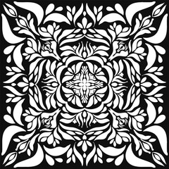 Beautiful seamless white flowers on a black background