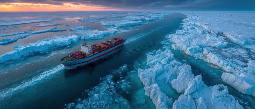 Cargo ship navigating icy waters (1)