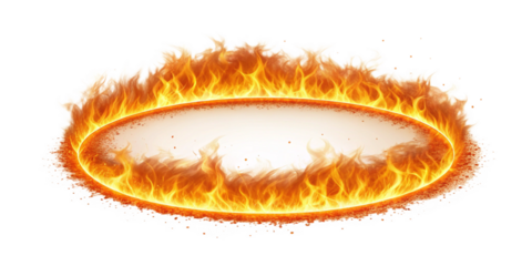 Realistic Circular Ring of Fire with Dynamic Flames on Transparent Background
Vivid Flaming Fire Loop with Empty Center for Text Placement