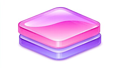 Two stacked, glossy, square, pink and purple icons