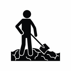 Digging icon vector silhouette illustration isolated on white background