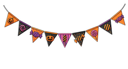 Obraz premium Halloween Candy Bunting – Transparent Background