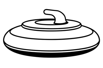 Curling stone line art  vector silhouette illustration isolated on white background