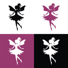 Flying Fairy Silhouette Vector Set