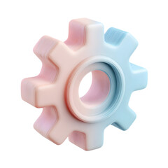 Clay gear in pastel color representing mechanical labor and indu