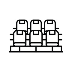 Simple line art icon of stadium seats in a row for sports and events