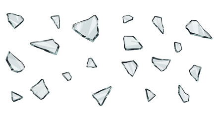 Scattered Broken Glass on White Background Vector Illustration
