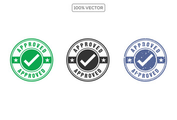 Approved ink rubber stamp green seal symbol sign valid isolated on transparent background confirm accepted recieved circle rectangle