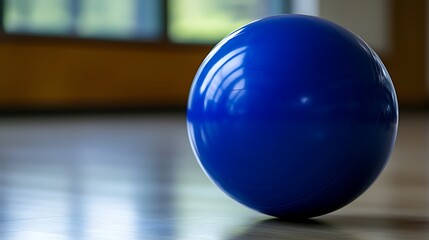 Naklejka premium Blue ball on reflective floor