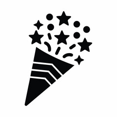 Confetti icon vector silhouette illustration isolated on white background