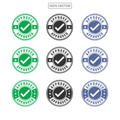 Collection of Colorful Certified Stamps and Seals Vector Icons illustration