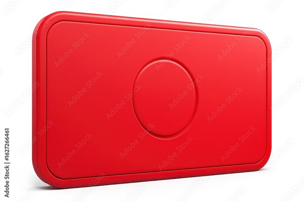 Poster red rectangular button with a circular center.