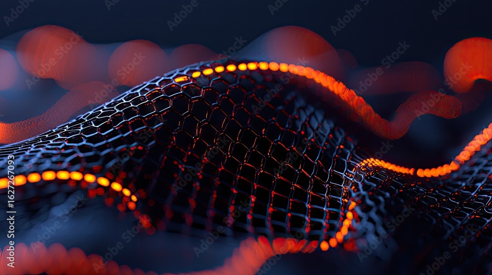 Aufkleber abstract digital network design with glowing lines.