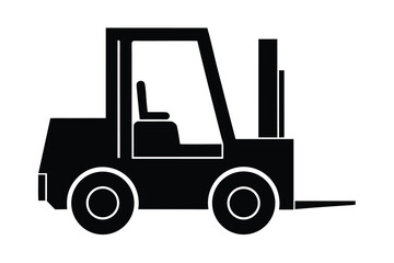 Fototapeta premium Black and White Icon of a Forklift with Seat and Wheels Shown