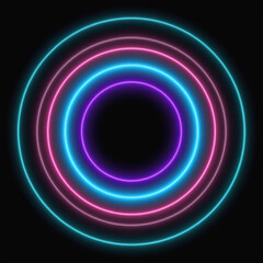 3D layered concentric circles in vibrant neon hues, pulsing slowly with soft glow transitions
