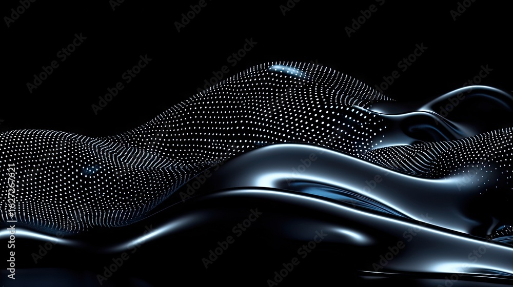 Poster abstract digital form with glowing points.