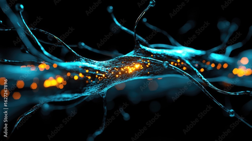 Poster intricate network of glowing neural pathways.