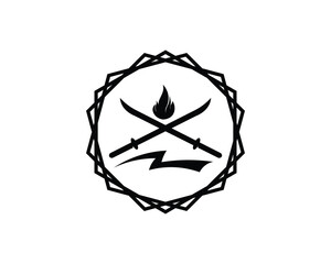 Cross swords icon flat. Simple vector symbol and bonus icon