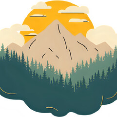 Floating mountains above the clouds, golden sunrise, lush green forests, surreal landscape, peaceful and dreamy atmosphere
