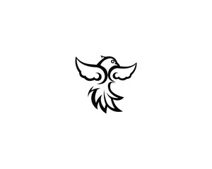 Vector - Vector sign abstract bird in flight Rooster and Chicken