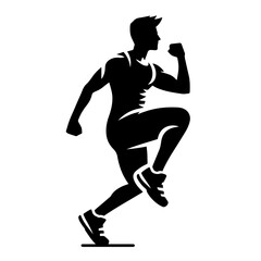Black and white silhouette vector of athlete on white background