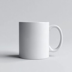 Obraz premium Empty white mug on a light gray background.