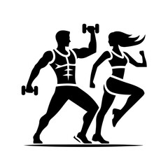 Black and white silhouette vector of zumba move on white background