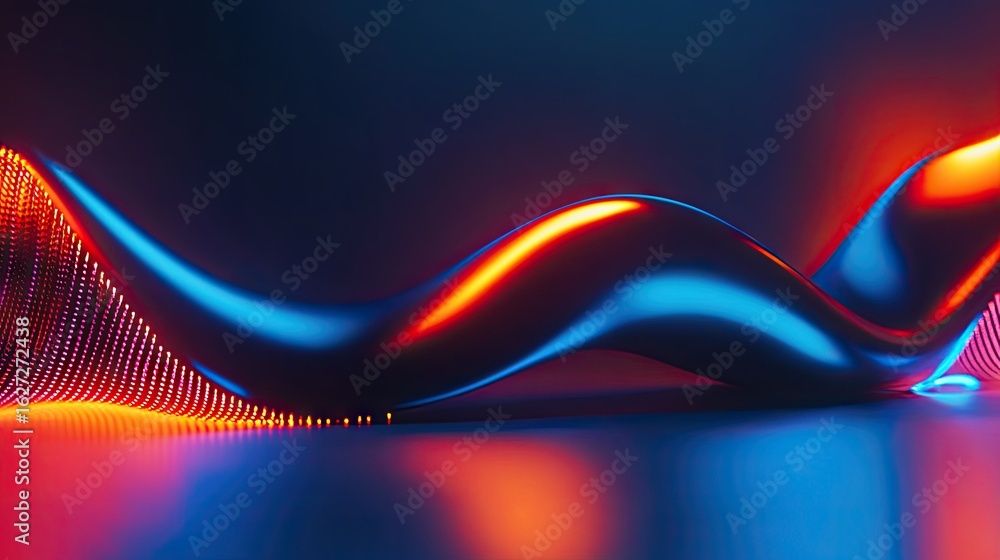 Poster abstract design with vibrant, flowing lines and glowing points.
