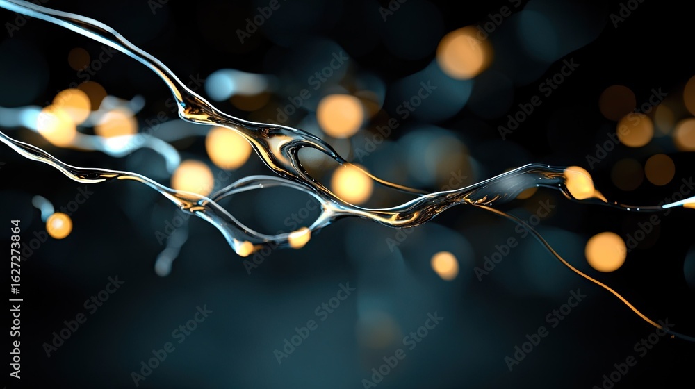 Poster abstract fluid motion with luminous bokeh.