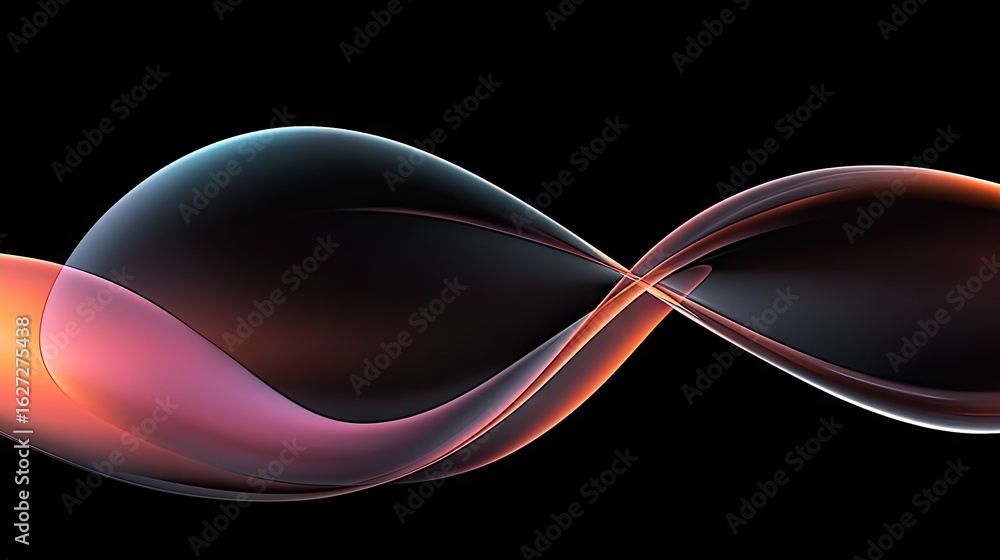 Poster abstract swirling forms in gradient colors.