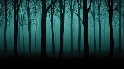 Obraz premium Mysterious teal forest scene at twilight.