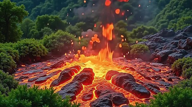 angstrom park stage band the vista for burst raging lava burst, where dethaw lava pullulate explosion and stream with brilliant heat, create angstrom dazzling difference framing the