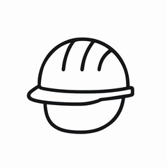 Fototapeta premium Construction Hard Hat Icon: Safety Helmet Outline, Engineering Concept, Black and White Illustration