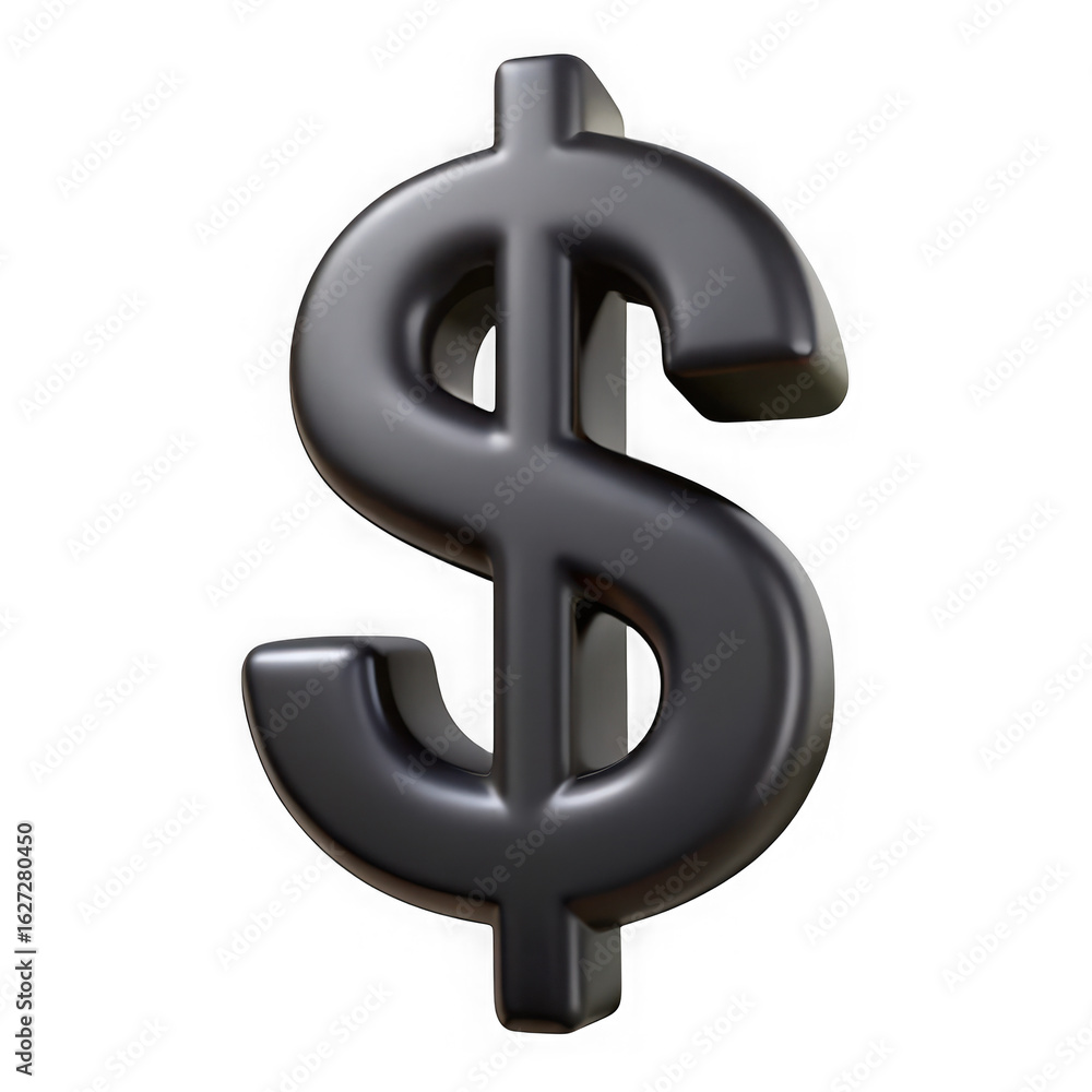 Poster shiny metallic dollar sign symbol isolated on a transparent background for financial concepts isolat
