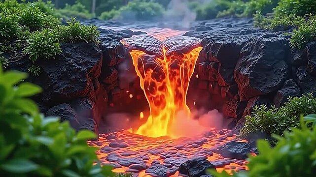 angstrom park stage band the platform for burst raging lava burst, where dethaw lava pullulate explosion and stream with brilliant heat, create angstrom dazzling difference framing the