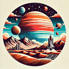 earth and moon, earth and space, planet earth and space, abstract vector illustration, abstract vector background, abstract vector background with colorful city, global business concept