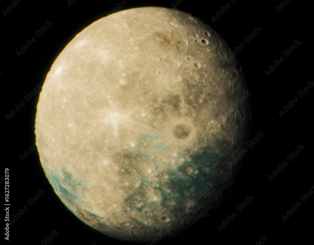 Wall mural this image shows oberon, the outermost major moon of uranus. its surface is old and heavily cratered