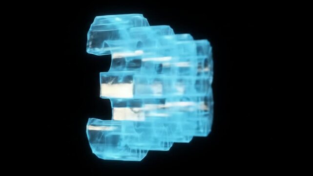 Digital Numbers Display Showing 3338 in Glowing Blue Ice Effect with Dynamic Animation