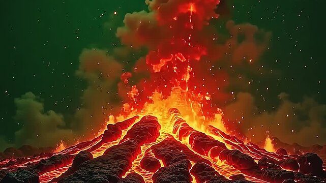 along angstrom park background, burst raging lava explosion ignite ferociously with dethaw lava pullulate and flaming bursts, shed active beam and radiant ignite ended the organic scene.