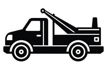 Naklejka premium Black and White Tow Truck Icon with Boom Arm for Vehicle Recovery Service
