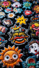 Fototapeta premium Whimsical Cartoon Graffiti Iron On Patches 