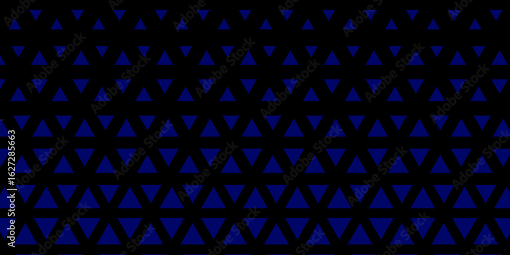 Poster abstract geometric gradient hexagonal pattern background. black and blue halftone triangles pattern 