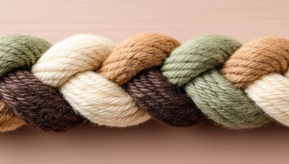 Close-up of braided yarn in warm colors