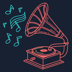 Fototapeta premium vector illustration of an old gramophone
