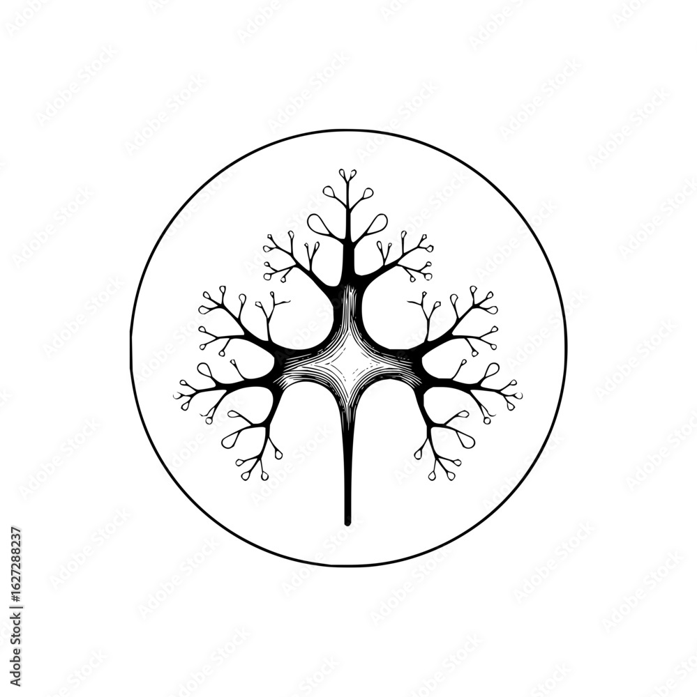 Poster abstract fractal tree illustration vector design for nature art and science projects and creative gr