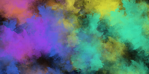 Beautiful abstract watercolor background. Beauty sweet pastel yellow and green colorful with fluffy clouds on sky. multi color rainbow image. abstract fantasy growing light. .