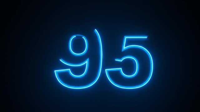 Illuminated Electric Number Ninety Five with Lightning Effect in Dark Background